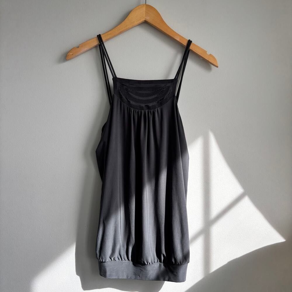 Y2K Vintage The Limited Gray Embroidered Neck Flowy Bubble Hem Tank Cami Small